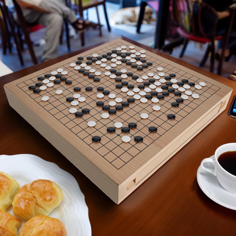 Portable 12-Inch Go Board Game Set with Storage Drawers