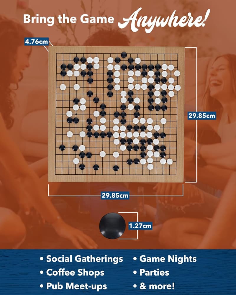Portable 12-Inch Go Board Game Set with Storage Drawers