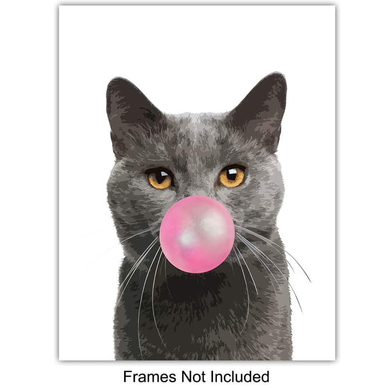 Cat Wall Art Set - Cute Kitten Decor for Cat Lovers - 8x10 Posters