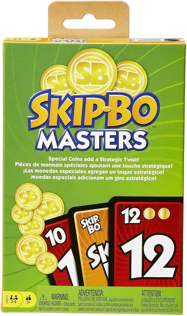 Skip-Bo Masters Card Game for Family Game Night, 2-6 Players