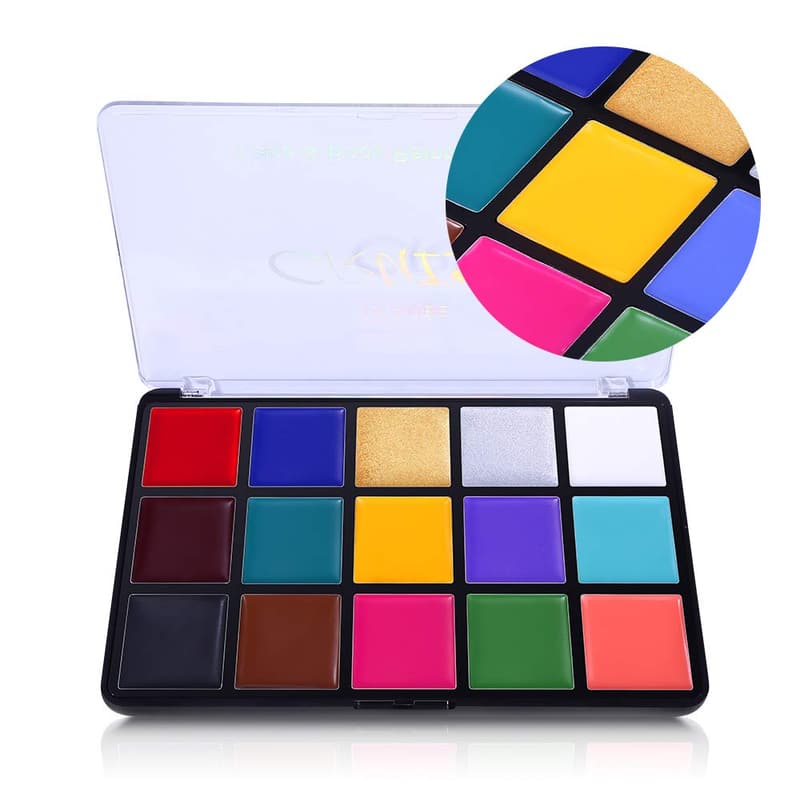 Professional 15-Color Face & Body Paint Palette for Halloween & Cosplay
