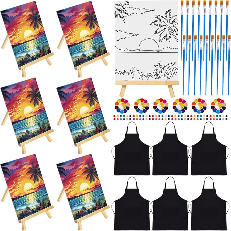 Seaside Sunset Sip and Paint Canvas Set for Adults