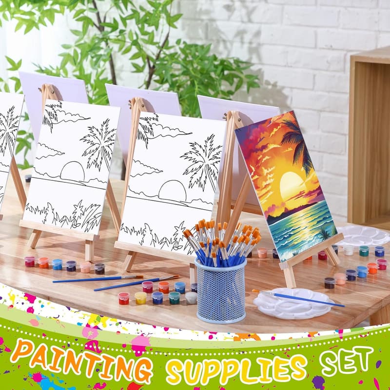 Seaside Sunset Sip and Paint Canvas Set for Adults