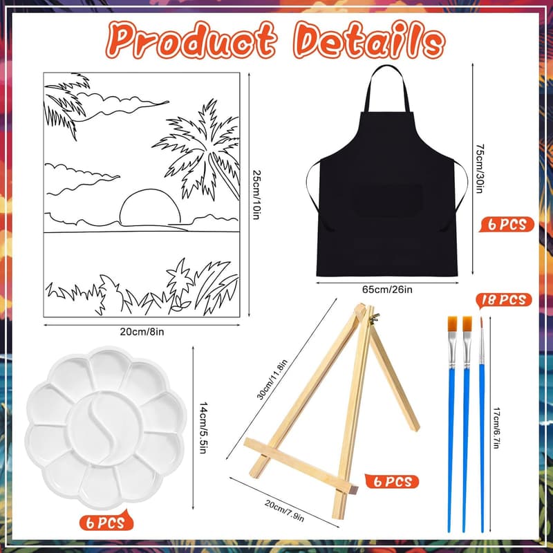 Seaside Sunset Sip and Paint Canvas Set for Adults