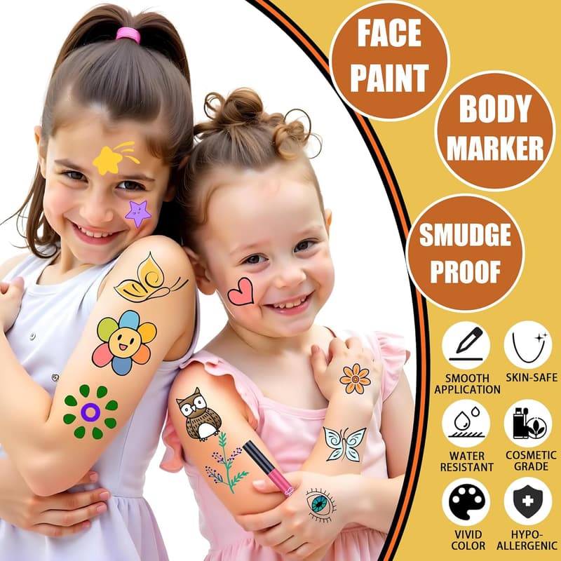 4th of July Face Paint Tattoo Pen Set for Teens and Adults