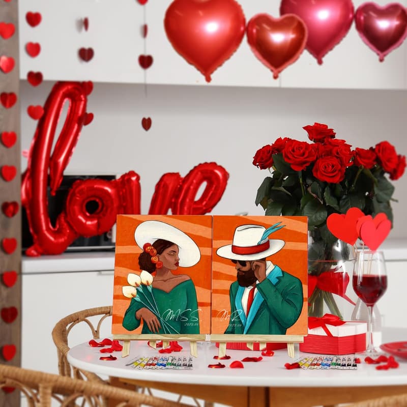 Date Night Painting Kit for Couples - Pre-Painted 8x10 Set