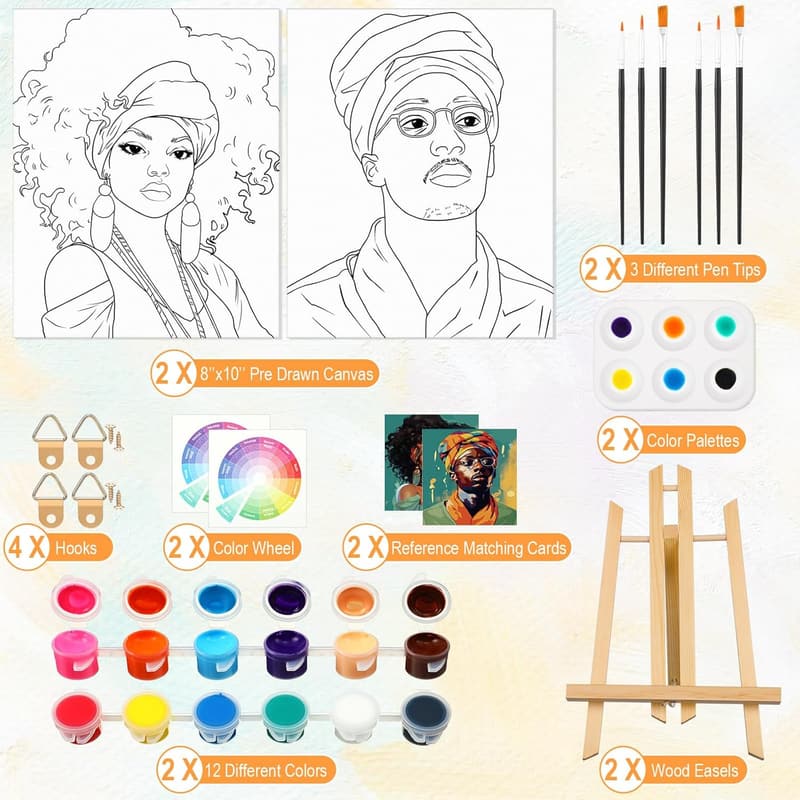 Valentine's Day Couples Painting Kit - Pre-Drawn 8