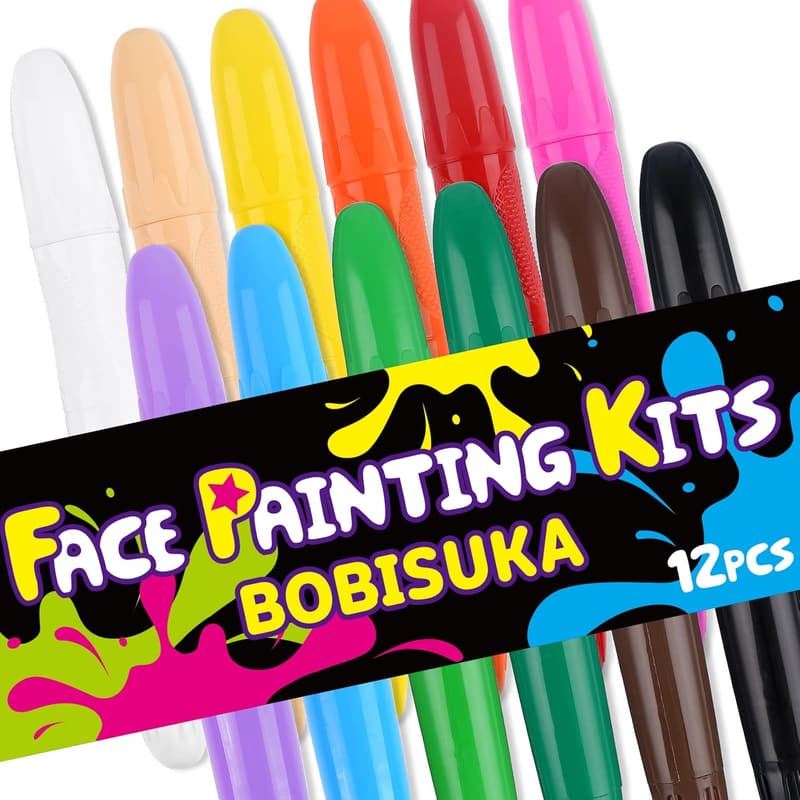 12 Color Face & Body Paint Sticks Kit for Halloween & Cosplay