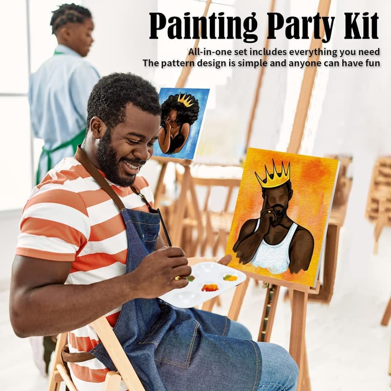 Valentine's Day Sip and Paint Kit for Couples - 2 Pre-Drawn Canvases