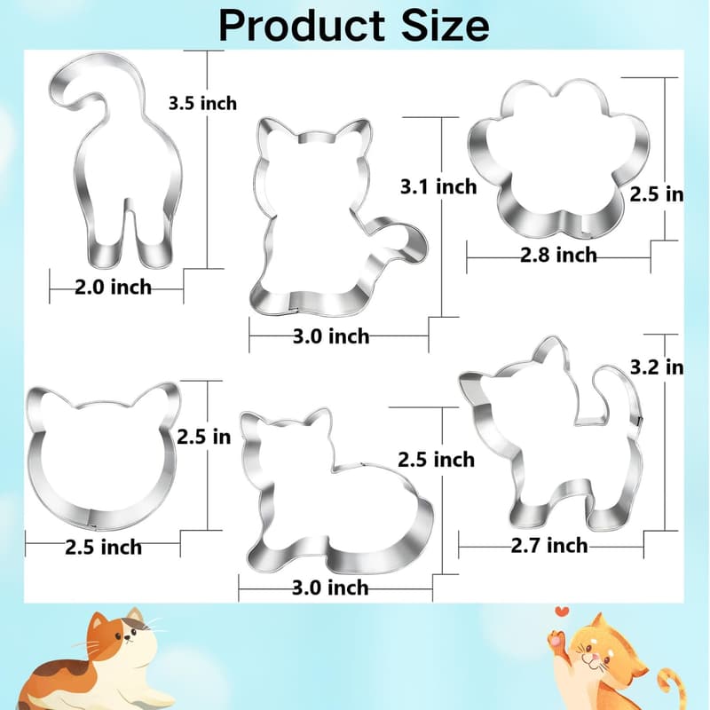 Kitty Cat Cookie Cutter Set - 6 Piece for Cat-Themed Parties