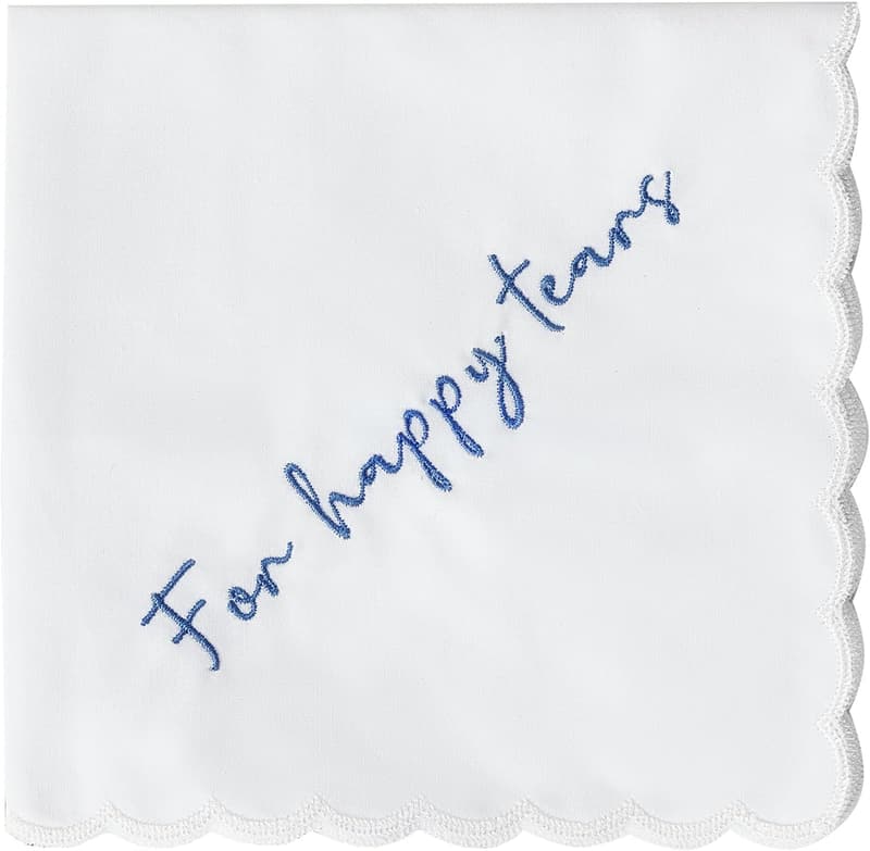 Happy Tears Wedding Handkerchief - Something Blue Gift for Bride