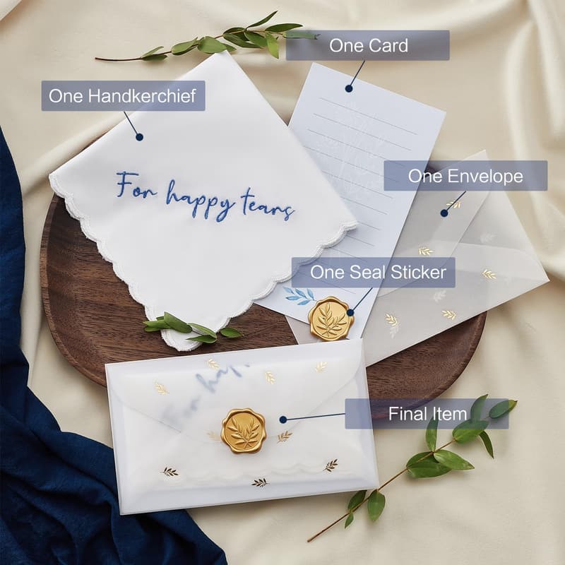 Happy Tears Wedding Handkerchief - Something Blue Gift for Bride