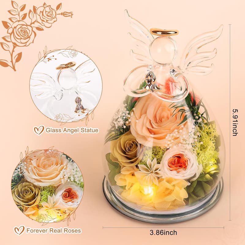 Birthday Preserved Rose Glass Figurine Gift for Women
