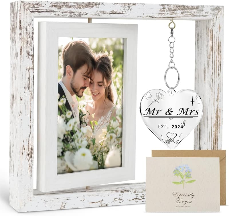 Personalized Mr and Mrs Floating Picture Frame for Weddings