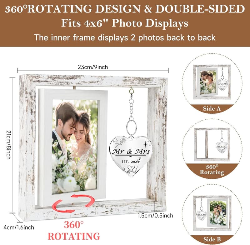 Personalized Mr and Mrs Floating Picture Frame for Weddings