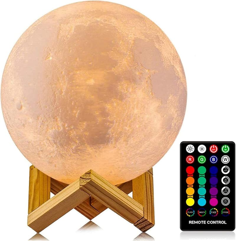 Kids' Birthday Gift - 3D Printed Moon Lamp with Remote & 16 Colors