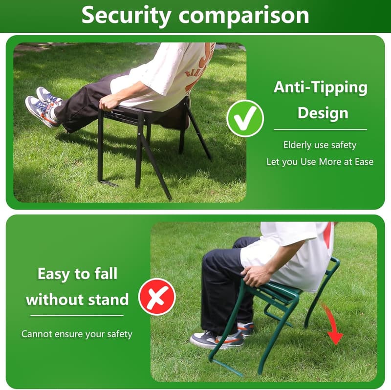 Heavy-Duty Foldable Garden Kneeler Seat with Tool Bags