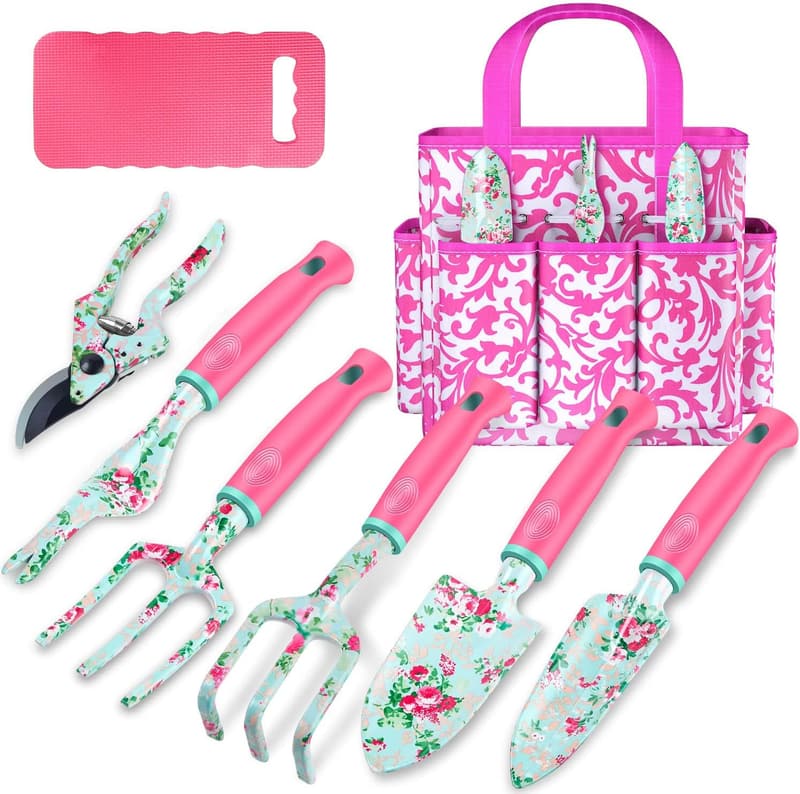 Gardening Tools Set for Women - 8 Heavy-Duty Tools with Bag