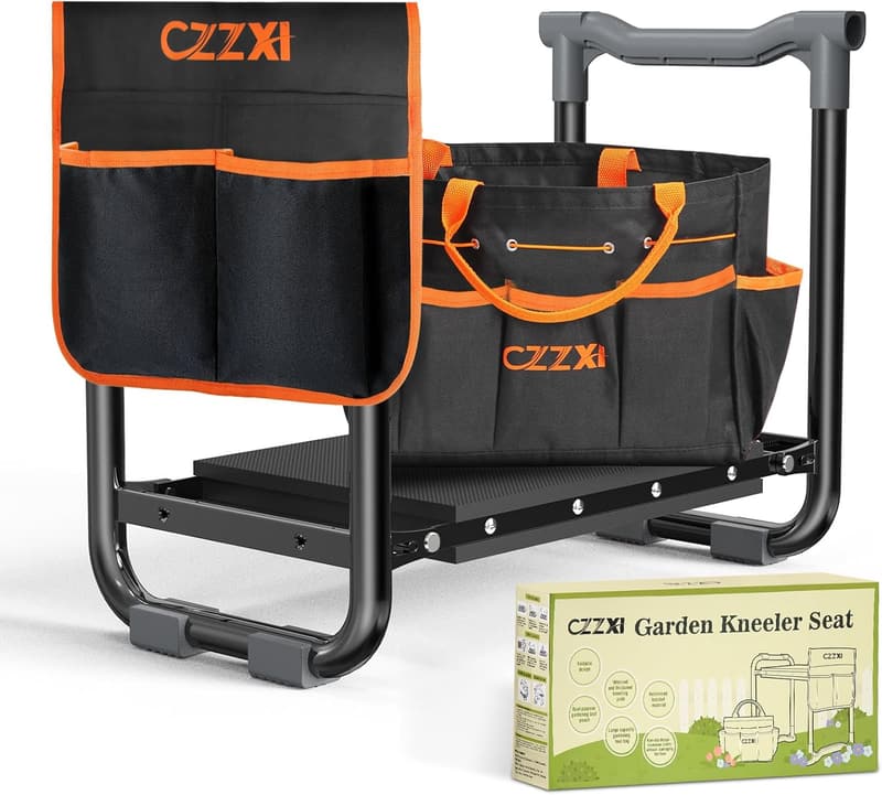 Heavy-Duty Garden Kneeler Seat with Tool Pouch for Seniors