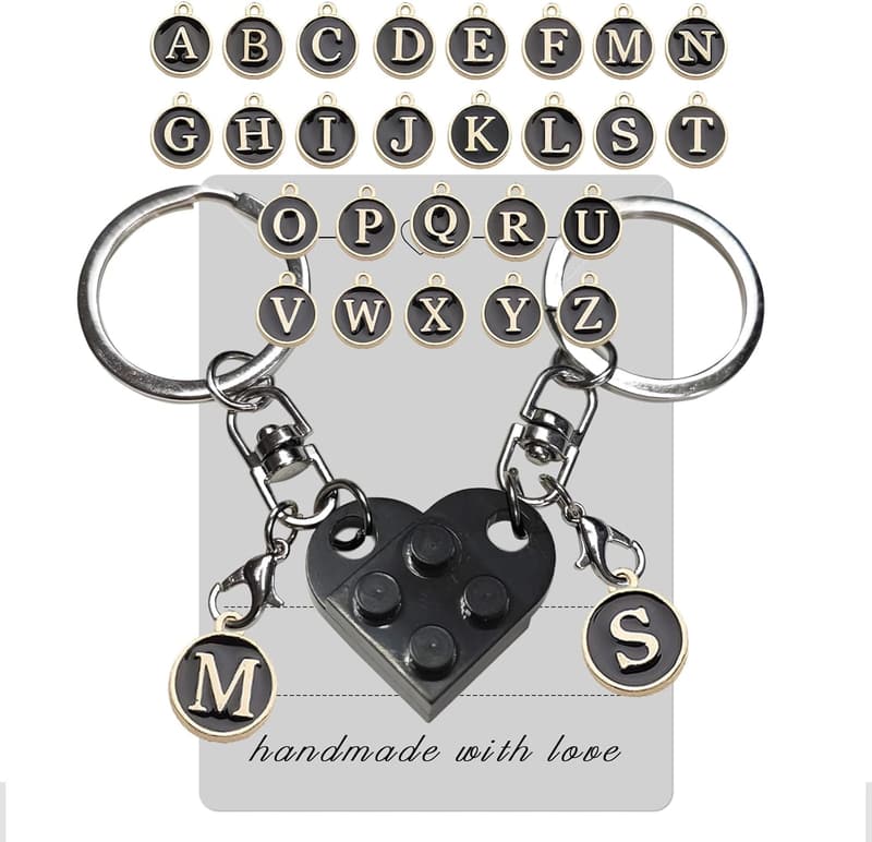 Valentine's Personalized Brick Heart Keychains for Couples