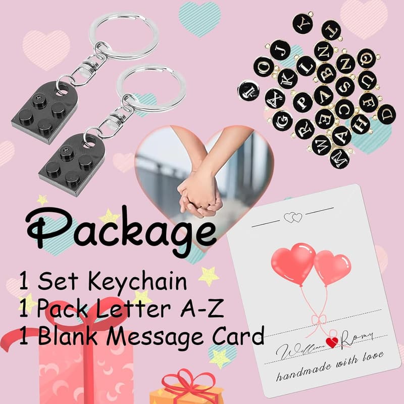 Valentine's Personalized Brick Heart Keychains for Couples
