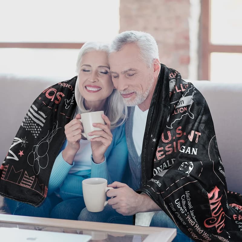 40th Anniversary Ruby Throw Blanket for Couples, 60