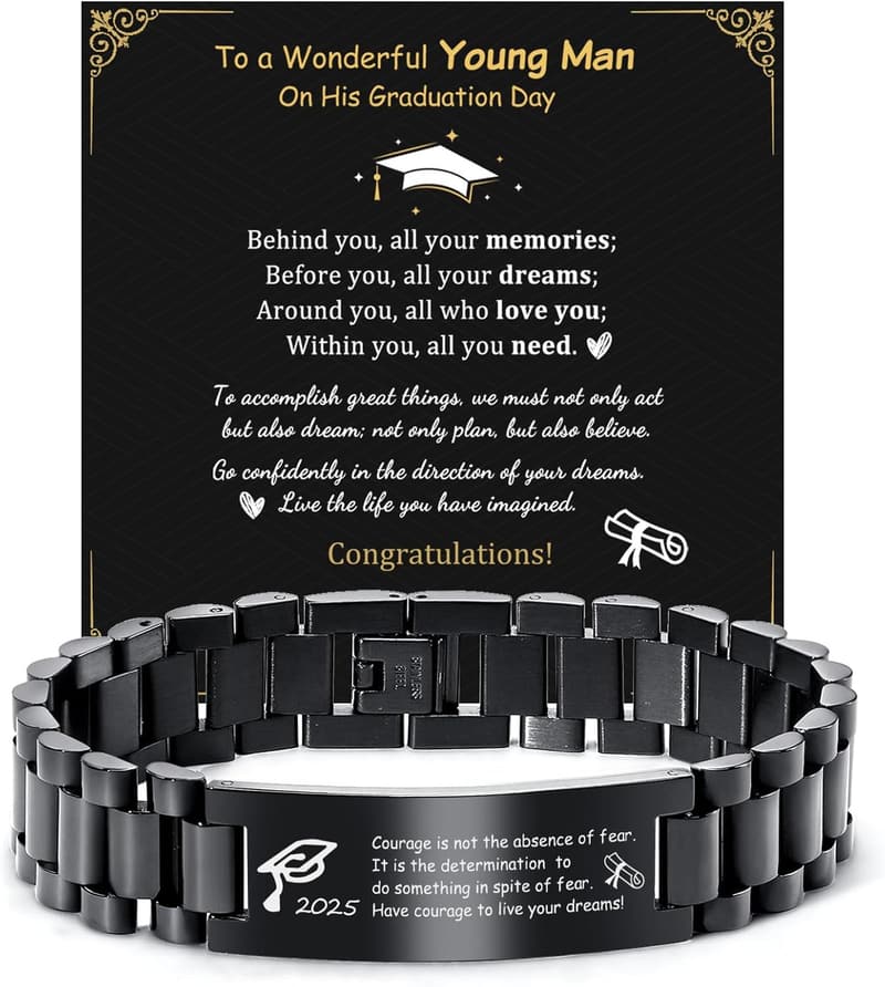 Customizable Stainless Steel Graduation Bracelet for Him 2025