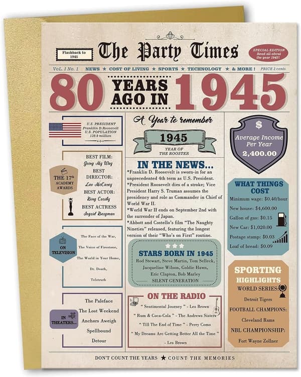 80th Birthday Card for Men and Women - Retro Design