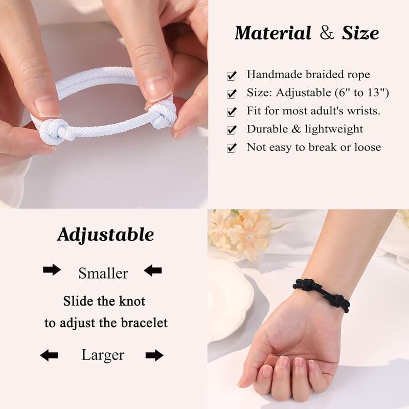 Adjustable Rope Couples Bracelets - Anniversary Gifts for Him & Her