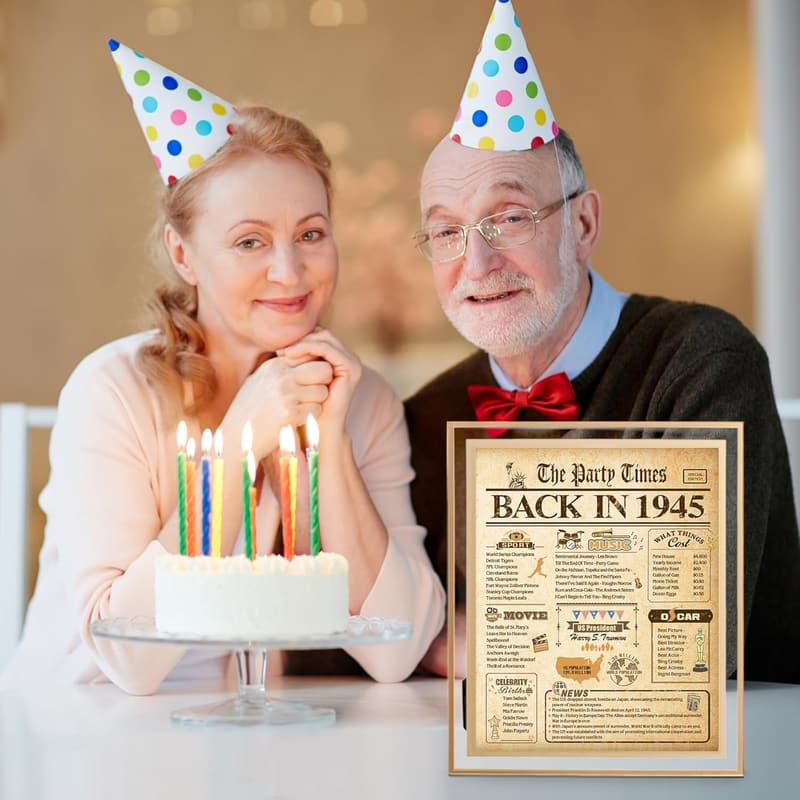 80th Birthday Personalized Vintage Framed Poster for Him/Her