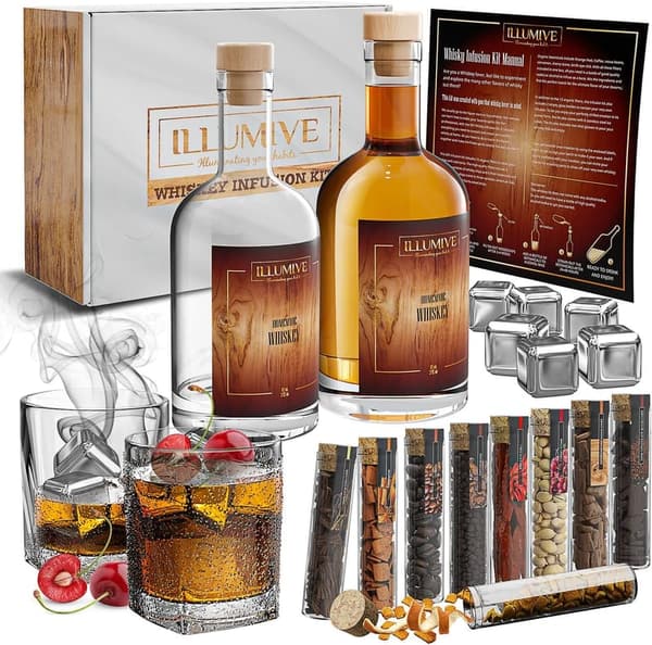 Whiskey Infusion Kit with Glass & Stones – Unique Gift for Men