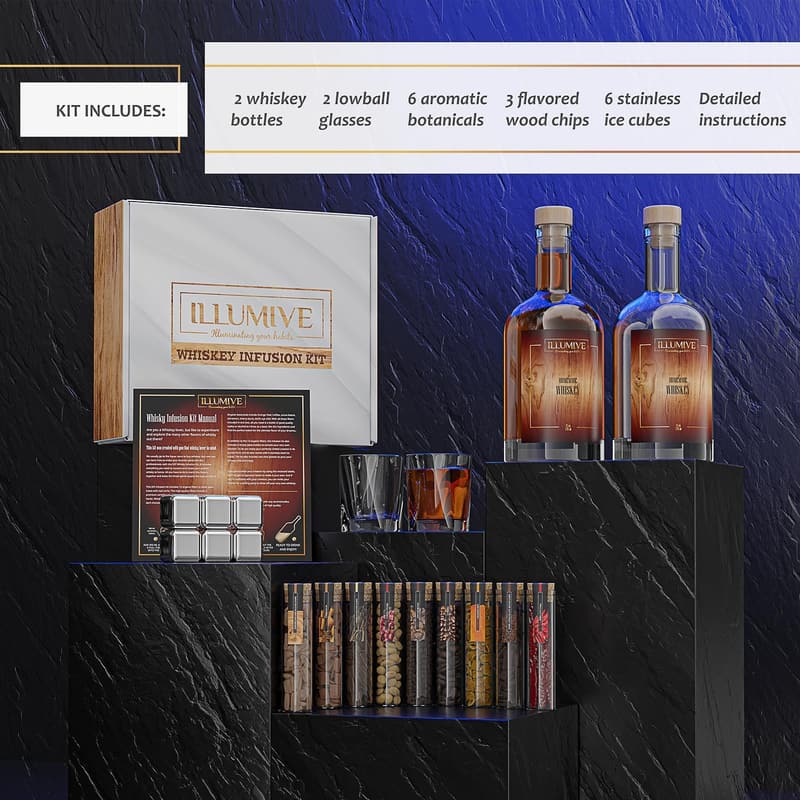 Whiskey Infusion Kit with Glass & Stones – Unique Gift for Men