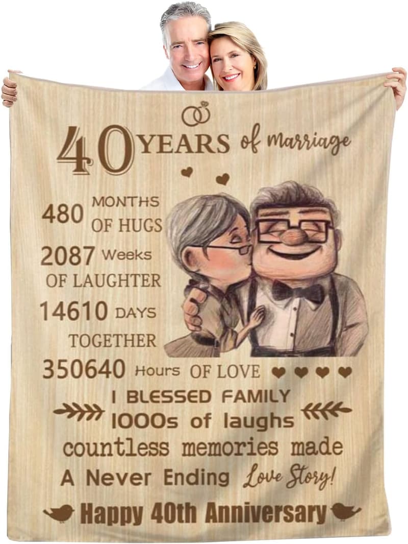 40th Anniversary Blanket Gift, 60”x50”, for Couples