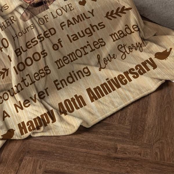 40th Anniversary Blanket Gift, 60”x50”, for Couples