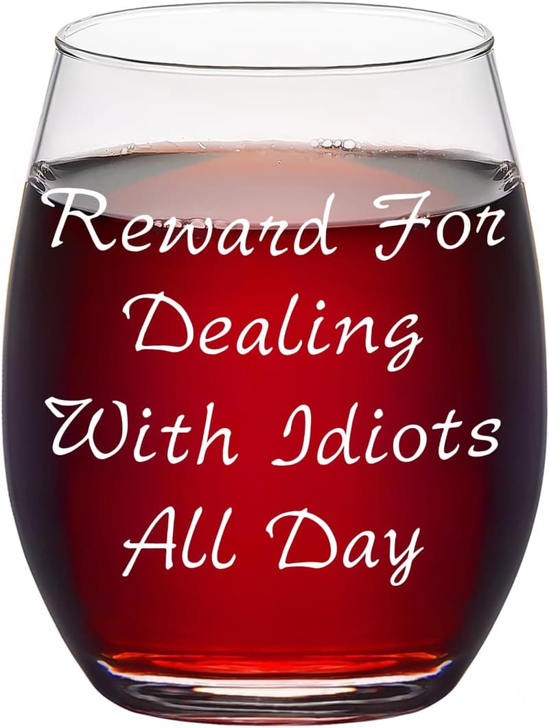 Funny Stemless Wine Glass for Coworkers and Friends - 15oz