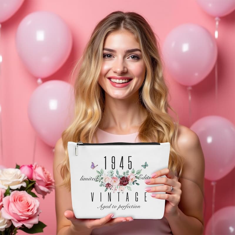 80th Birthday Limited Edition Makeup Bag for Women