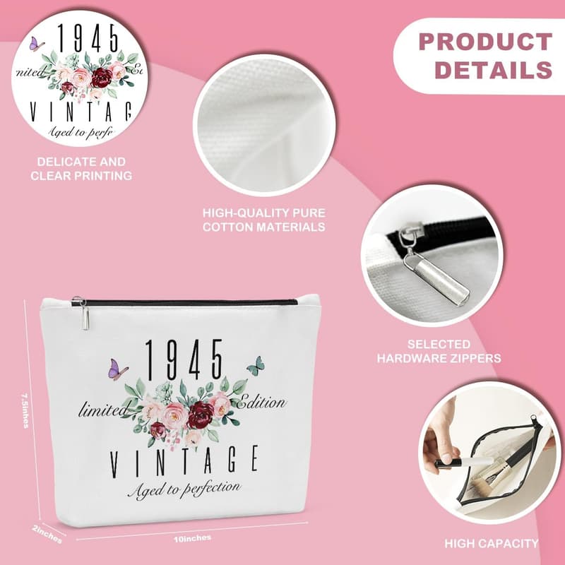 80th Birthday Limited Edition Makeup Bag for Women