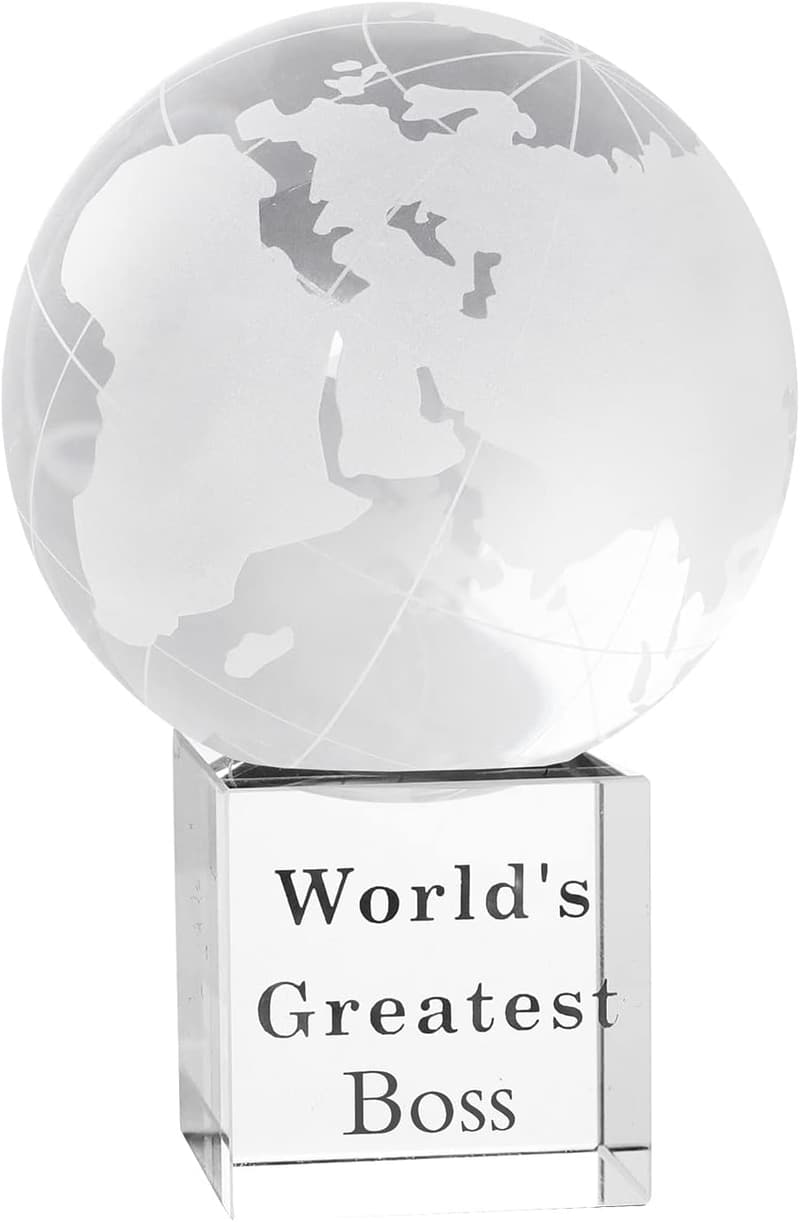 Boss's Day Crystal Globe Award - Unique Gift for Boss