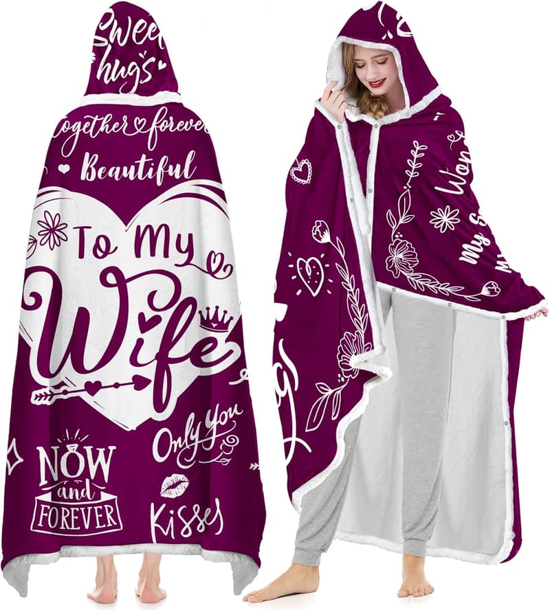 Birthday Gift for Wife - Cozy Hoodie Blanket from Husband