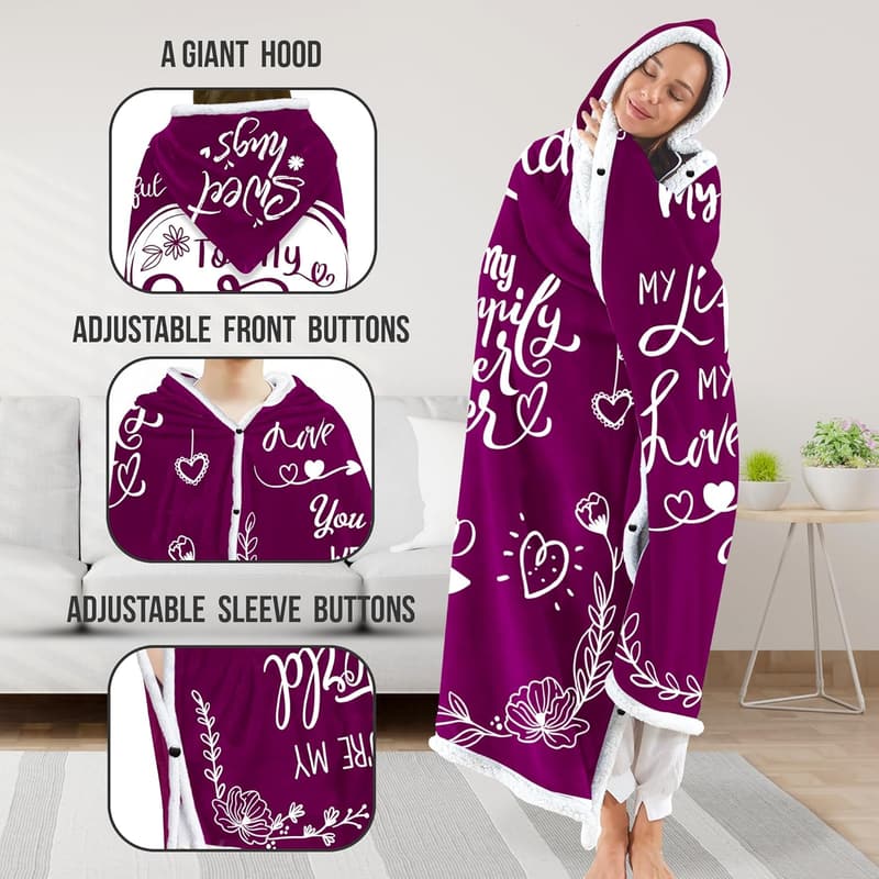 Birthday Gift for Wife - Cozy Hoodie Blanket from Husband