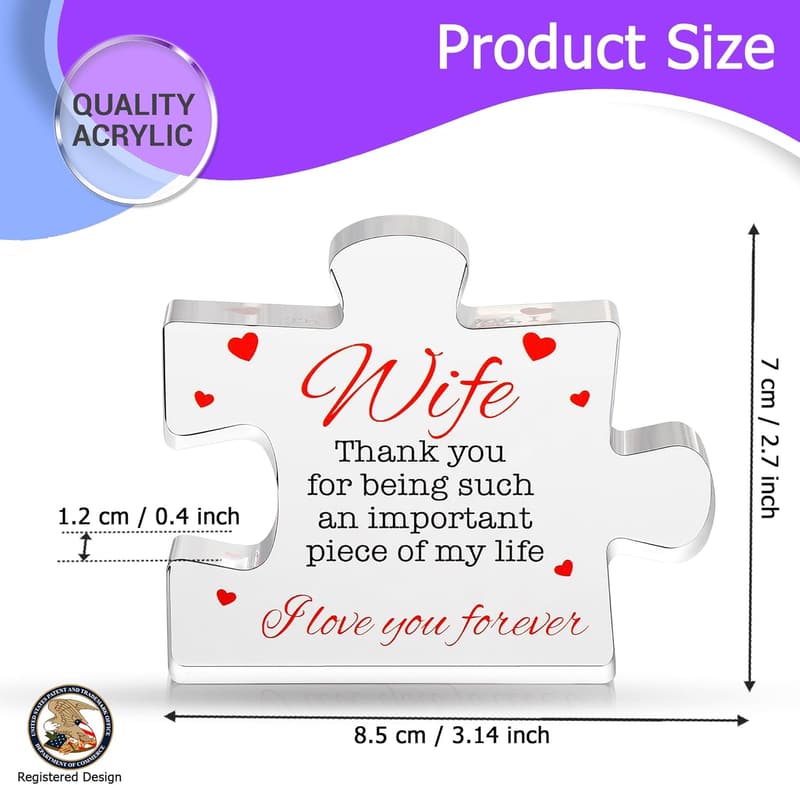 Valentine's Gift for Wife - Engraved Acrylic Block Puzzle