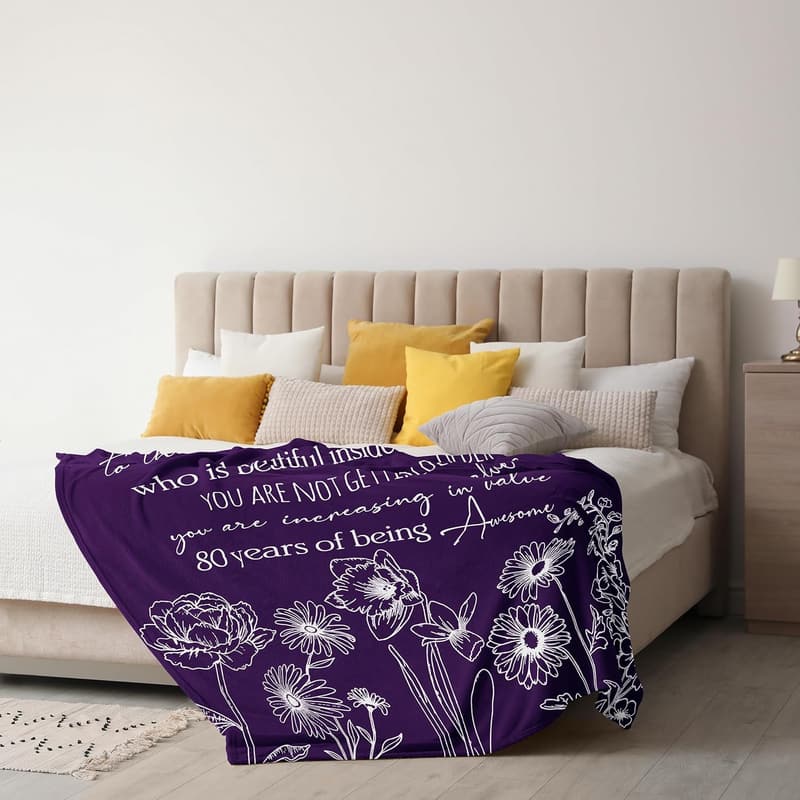 80th Birthday Blanket for Women, 60’’x50’’, Happy 1945