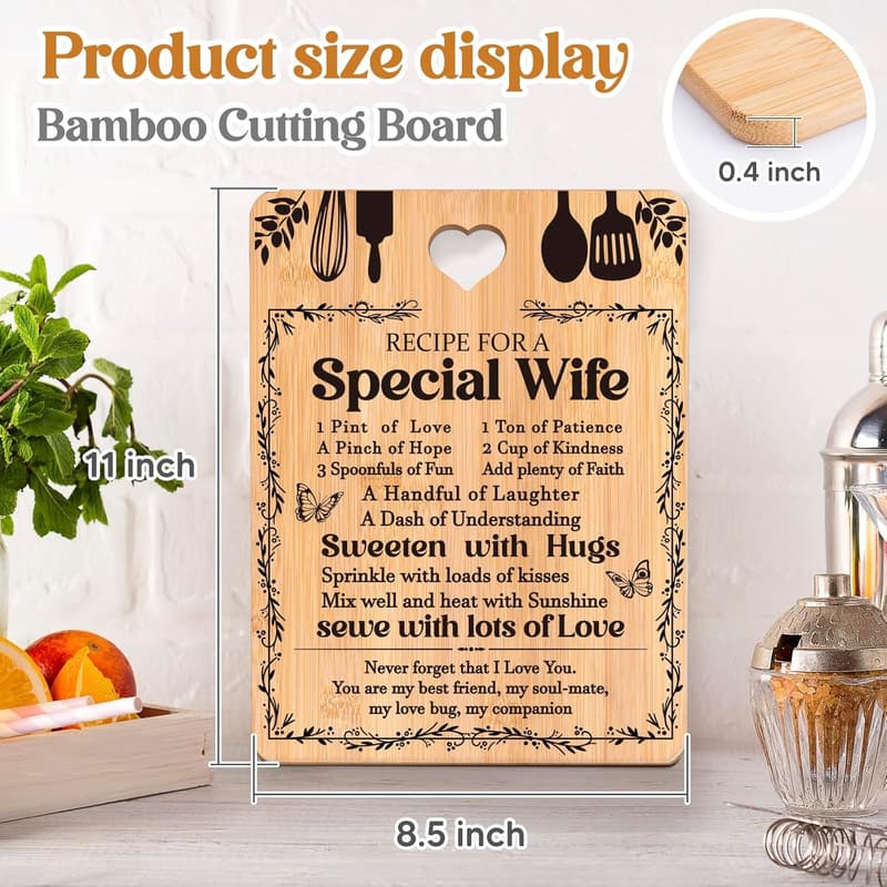 Birthday Cutting Board - Engraved Bamboo Gift for Wife