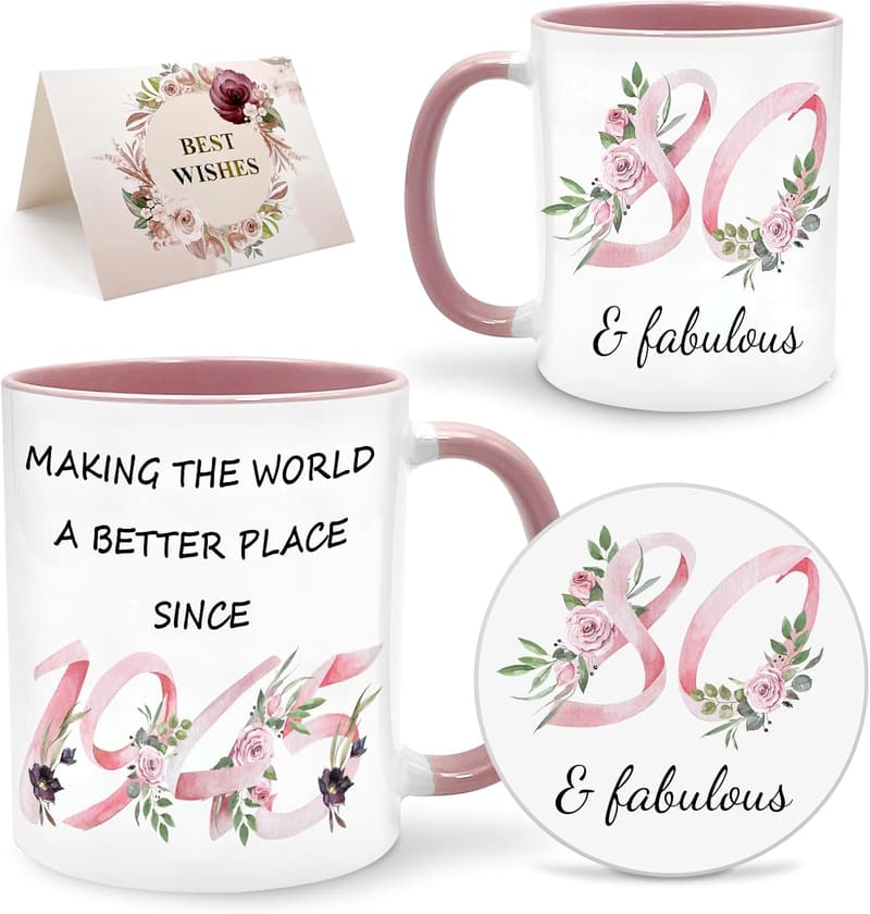 1945 Vintage Coffee Mug Set with Coaster for 80th Birthday