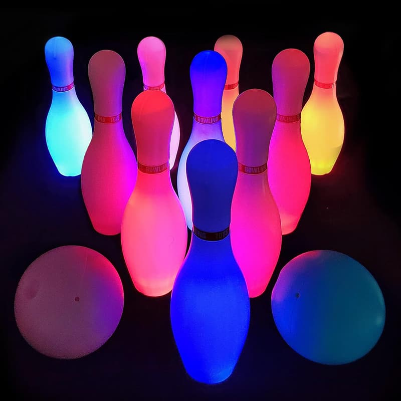 Kid-Friendly Light-Up Bowling Set with 10 Pins & 2 Balls