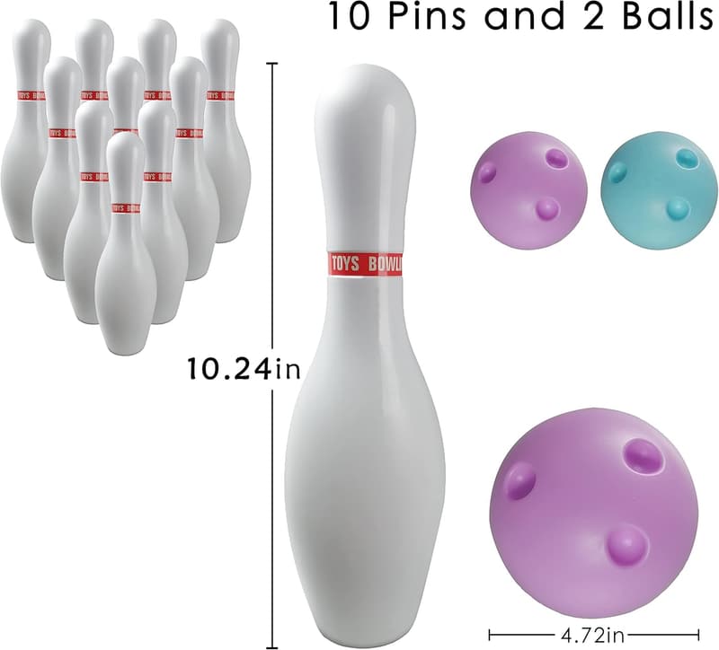 Kid-Friendly Light-Up Bowling Set with 10 Pins & 2 Balls