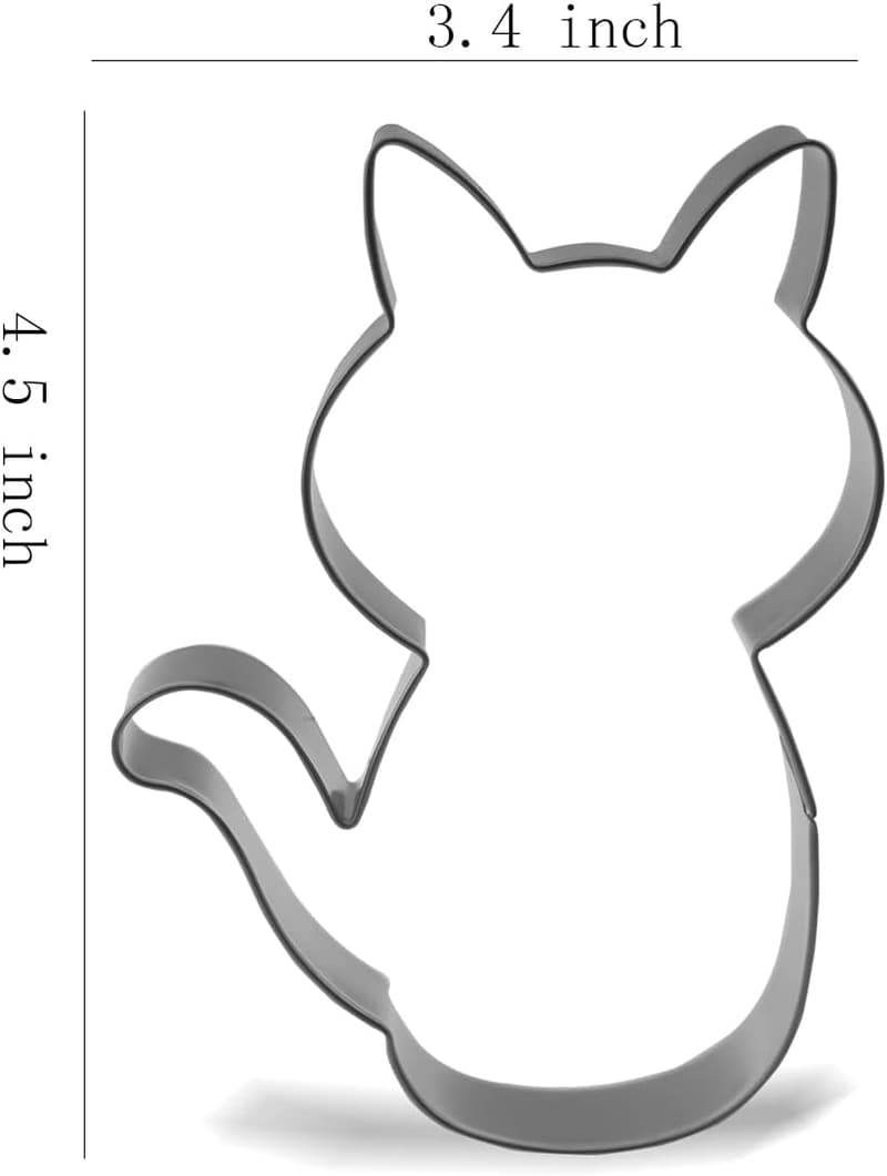 Stainless Steel Cat Cookie Cutter - 4.5 x 3.4 inches