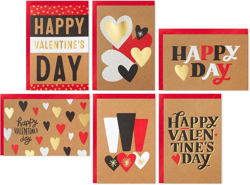 Valentine's Day Card Set with Gold Foil (36 Cards & Envelopes)