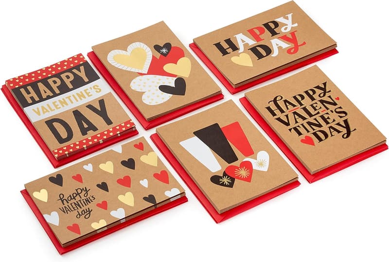 Valentine's Day Card Set with Gold Foil (36 Cards & Envelopes)