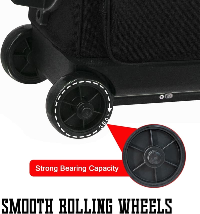 Large Capacity Double Roller Bowling Bag with Shoe Compartment